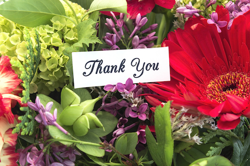 thank you card in flowers