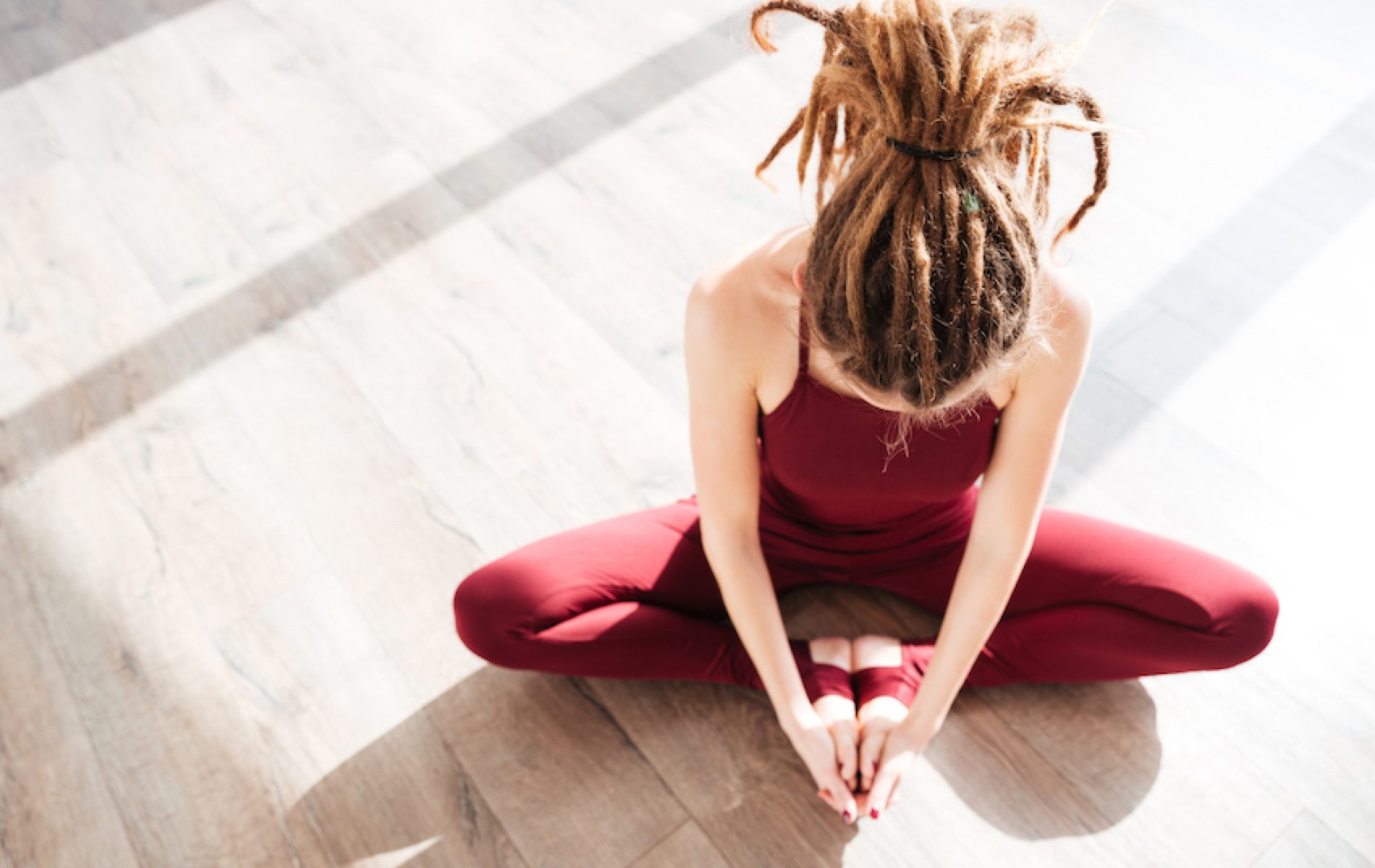 young woman relaxing and doing yoga